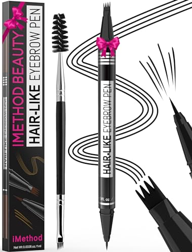 iMethod Eyebrow Pen  Eyebrow Pencil Magical 2in1 Eye Brow Pencils for Women with 4ForkTip  Precise BrushTip for Natural HairLike Brows Last AllDay with Eyebrow Spoolie Brush Black