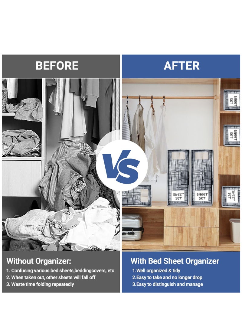 Arabest Bed Sheet Set Organizer 2 Pack | Foldable Storage Box for Queen and King Sheet | Oxford Linen Closet Container Bin for Duvet Covers, Pillowcases and Bedding Clothes Blankets - Image 5