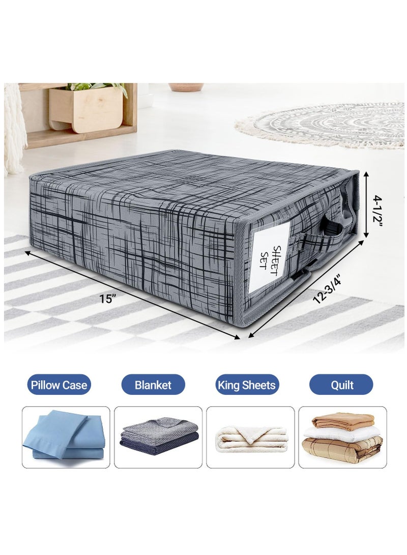 Arabest Bed Sheet Set Organizer 2 Pack | Foldable Storage Box for Queen and King Sheet | Oxford Linen Closet Container Bin for Duvet Covers, Pillowcases and Bedding Clothes Blankets - Image 4