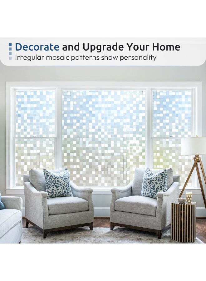 Rabbitgoo 3D No Glue Static Privacy Window Decorative Glass Mosaic Film -35.4in. x 78.7in. (90 x 200cm) - Image 2