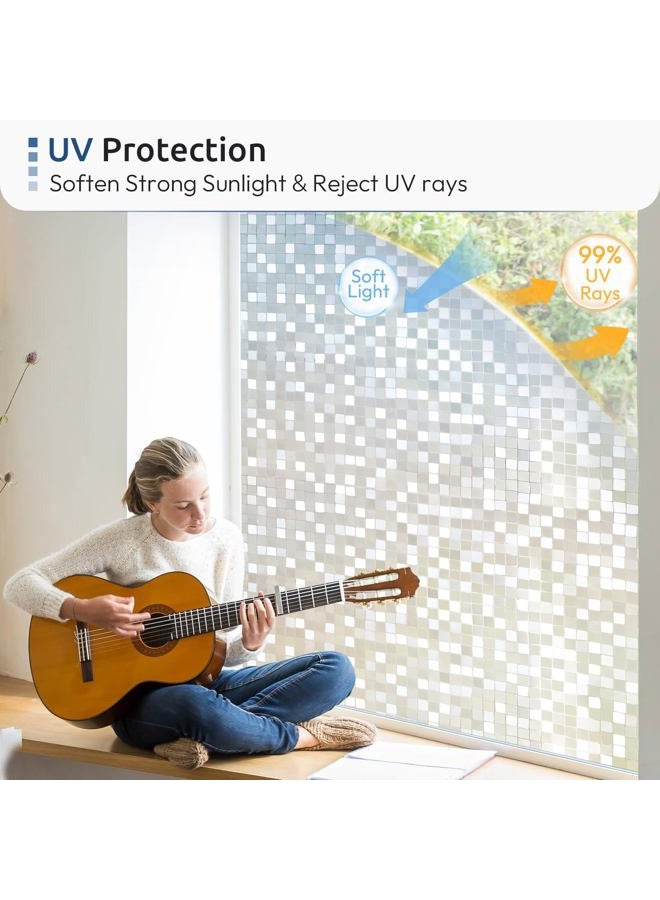 Rabbitgoo 3D No Glue Static Privacy Window Decorative Glass Mosaic Film -35.4in. x 78.7in. (90 x 200cm) - Image 4