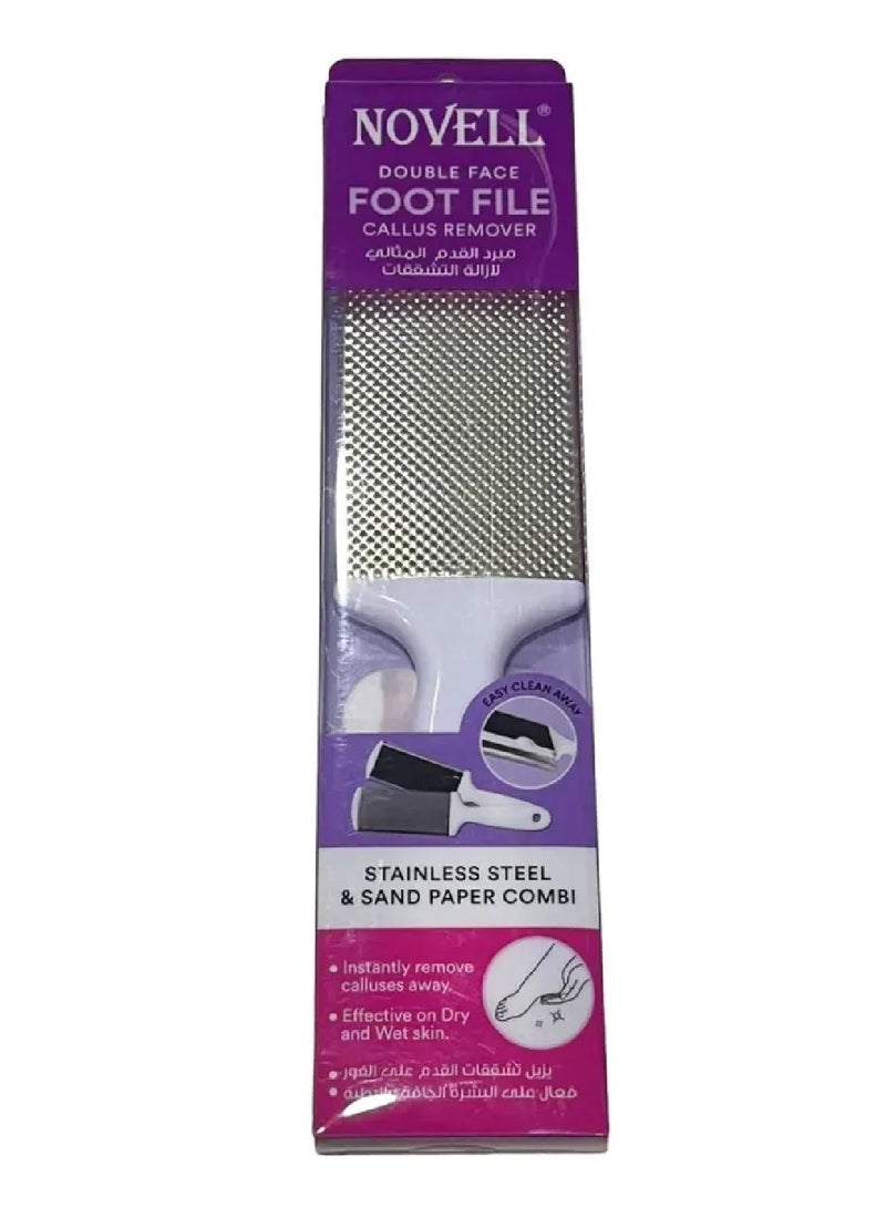Novell Stainless Steel & Sand Paper Combi Double Face Foot file Callus Remover 250mm - Image 1