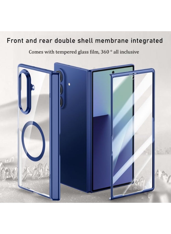 Transparent Case Compatible with Samsung Galaxy Z Fold 7 Cover with High Definition Tempered Film and Wireless Charging, Magnetic Hinge Full Anti Fall Protective Cover - Image 2