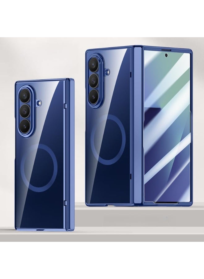 Transparent Case Compatible with Samsung Galaxy Z Fold 7 Cover with High Definition Tempered Film and Wireless Charging, Magnetic Hinge Full Anti Fall Protective Cover - Image 1