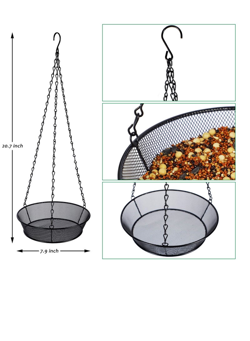Zikra Hanging Bird Feeder Tray, Metal Mesh Platform Feeders for Birds, Outdoor Garden Decoration for Outdoor Garden Backyard Attracting Birds, Black - Image 5
