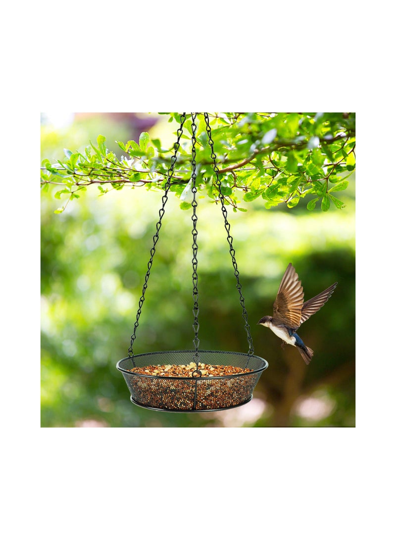 Zikra Hanging Bird Feeder Tray, Metal Mesh Platform Feeders for Birds, Outdoor Garden Decoration for Outdoor Garden Backyard Attracting Birds, Black - Image 2