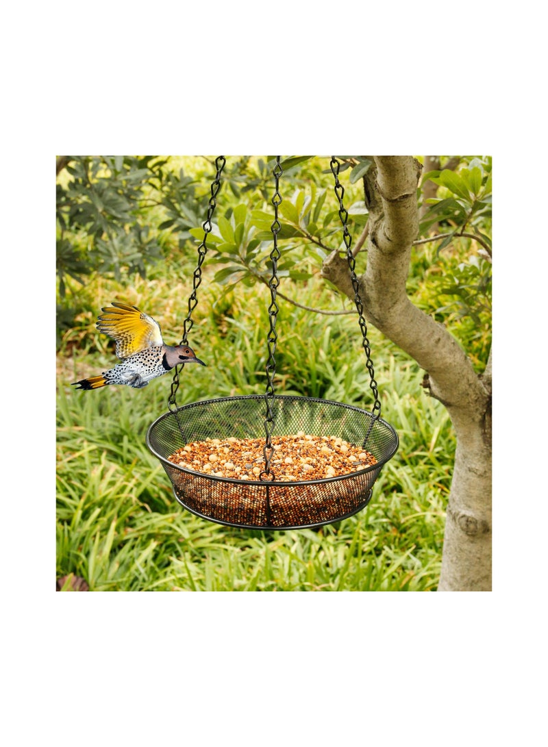 Zikra Hanging Bird Feeder Tray, Metal Mesh Platform Feeders for Birds, Outdoor Garden Decoration for Outdoor Garden Backyard Attracting Birds, Black - Image 3