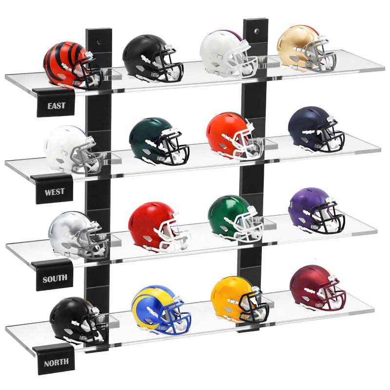 Colingmill Mini Football Helmet Display Racks Wall Mount Pocket Helmet Storage Acrylic Clear Baseball Stand Display Rack Ideal Gift for Sports Enthusiast 1181 x 984 x 315 Inches - Image 2