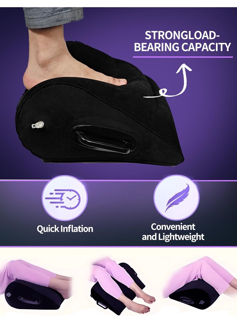 وسادة وضع الساق مع مضخة وسادة قابلة للنفخ وسادة محمولة وسادة للجسم للنوم ورفع الساق على السرير والأريكة والسفر والتخييم - Image 3