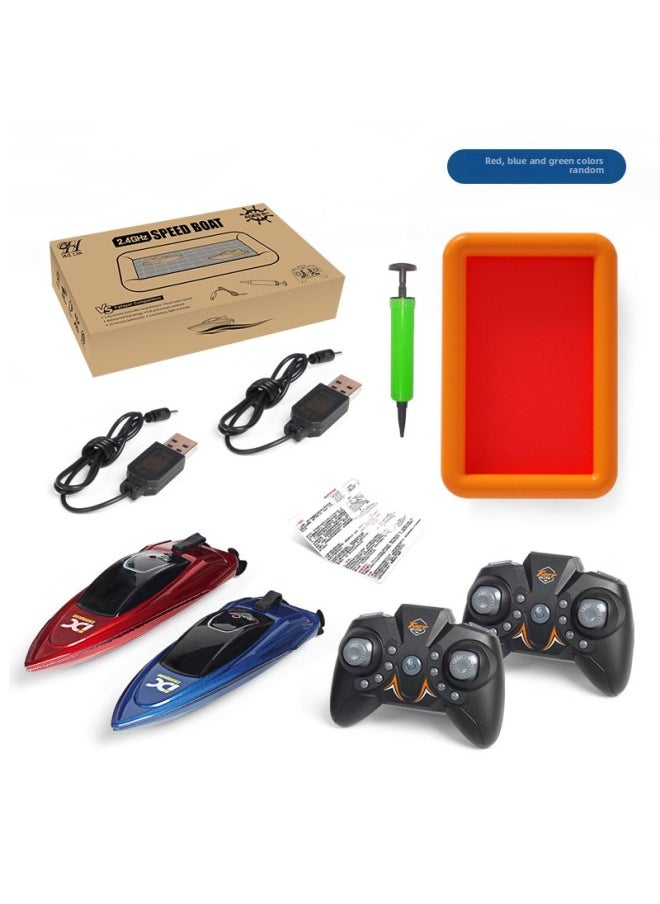 Generic - Remote Control Boat High Speed Boat Mini Water Electric Rechargeable Waterproof Yacht Kids Boys Toy Birthday Gift-Color:Red + Blue Battle Double Flying Boat-Specifications:Official Standard - Image 1