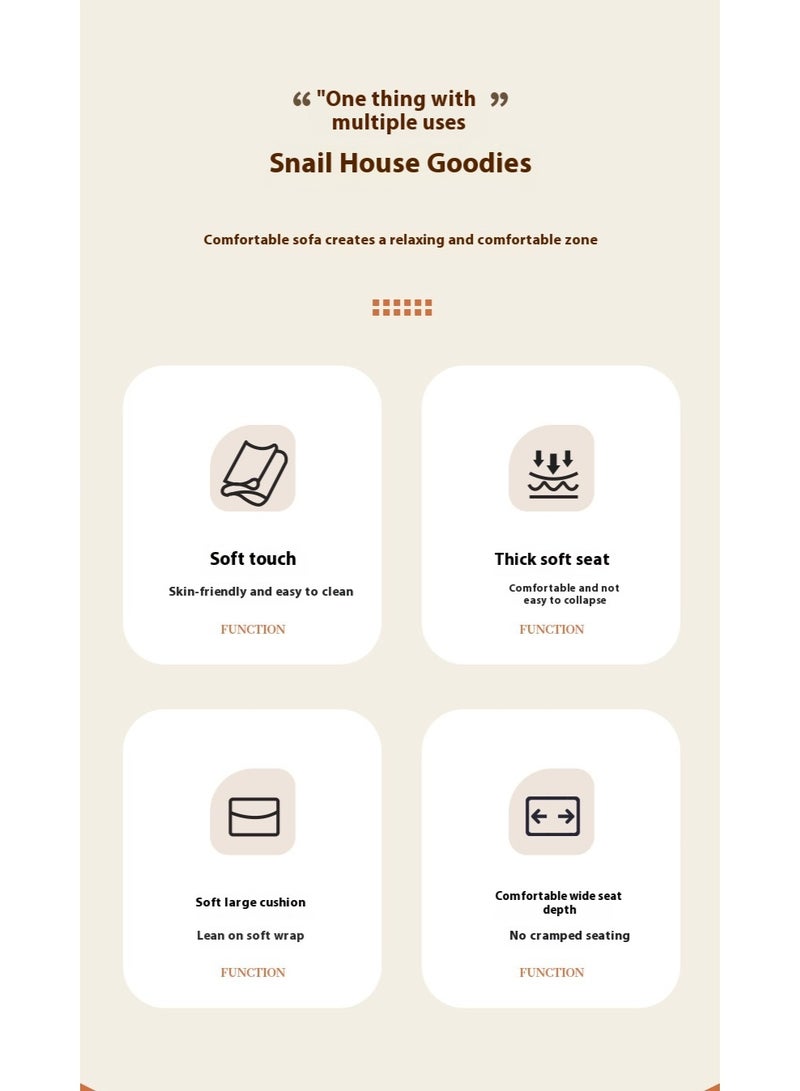 AiQi Snail House 6-Position Adjustable Floor Sofa – Foldable Pink Tatami Lounger with Flannel Cover & Doll Cotton Fill - Image 3