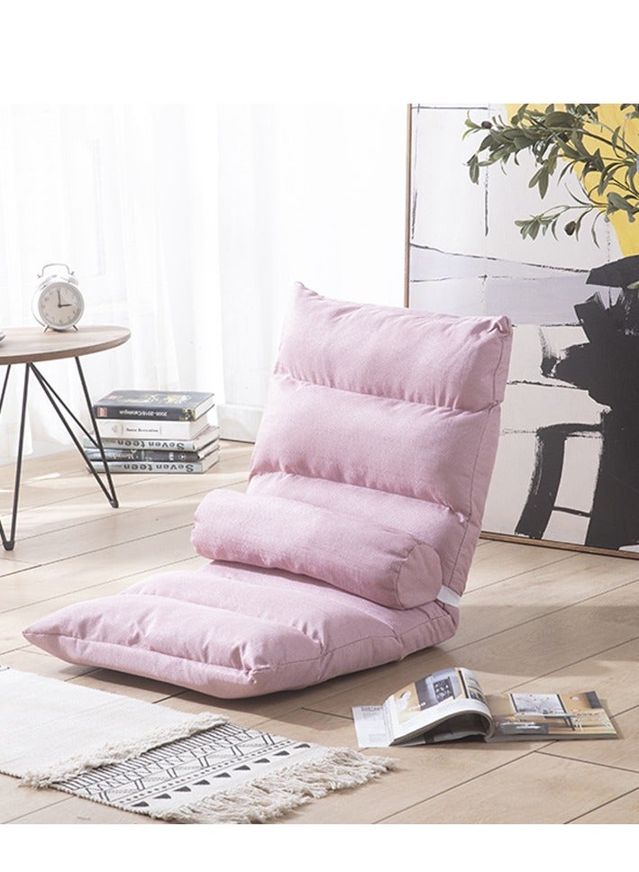 AiQi Snail House 6-Position Adjustable Floor Sofa – Foldable Pink Tatami Lounger with Flannel Cover & Doll Cotton Fill - Image 1