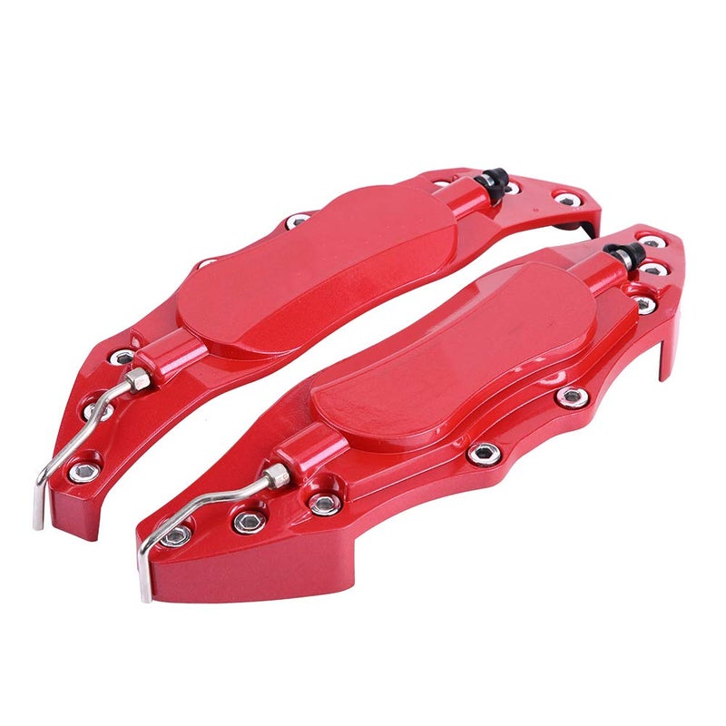 Generic JOROBURO 2pcs Car Aluminum Brake Caliper Protector Cover, Universal Car Aluminum Brake Caliper Protector Replacement Kit for Wheel Hub 16in-17in Medium for Brake Caliper Cover(Red)  - Image 1