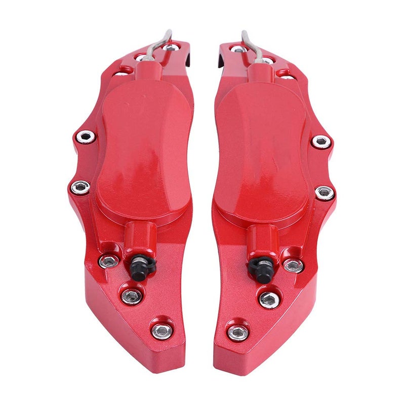 Generic JOROBURO 2pcs Car Aluminum Brake Caliper Protector Cover, Universal Car Aluminum Brake Caliper Protector Replacement Kit for Wheel Hub 16in-17in Medium for Brake Caliper Cover(Red)  - Image 2