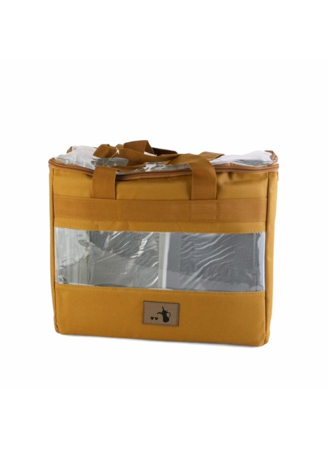 BASURRAH Beige Canvas Bag Basket Thermos Tea Coffee Dallah for Travel - Image 1