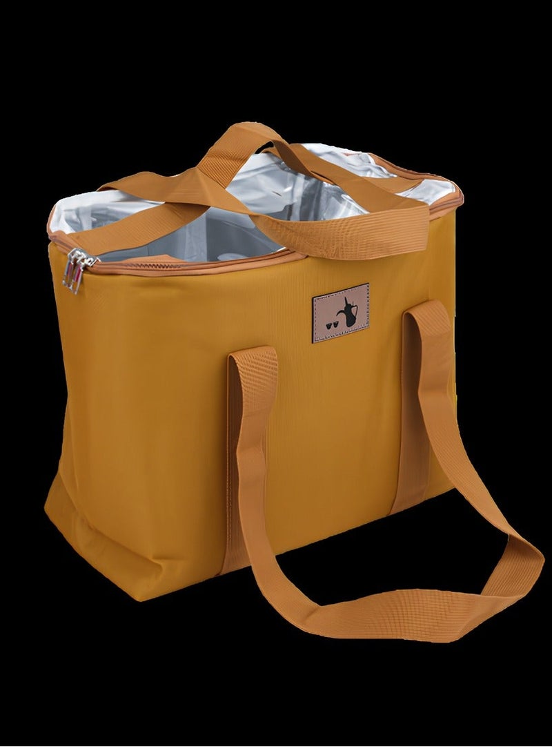 BASURRAH Beige Canvas Bag Basket Thermos Tea Coffee Dallah for Travel - Image 2