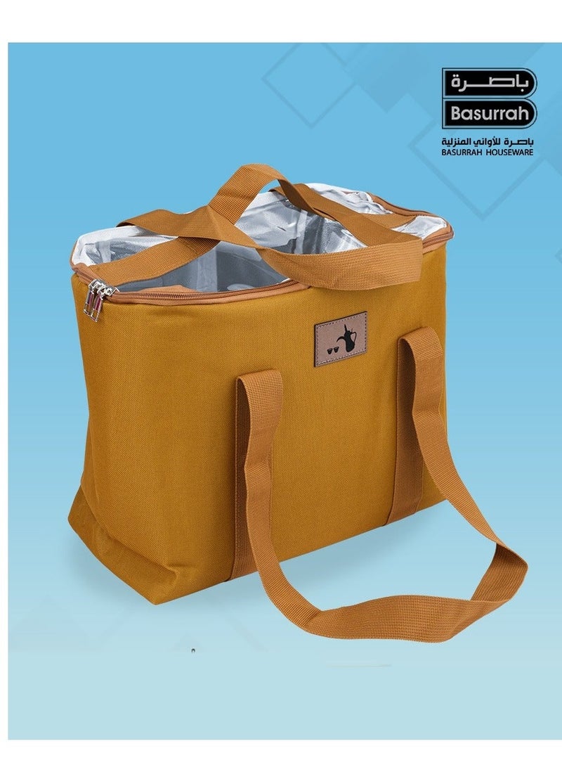 BASURRAH Beige Canvas Bag Basket Thermos Tea Coffee Dallah for Travel - Image 4