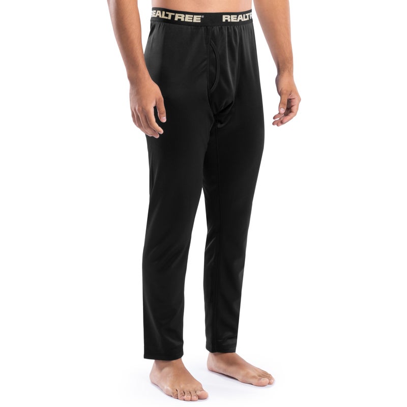 Realtree Men's Heavyweight Fleece Thermal Underwear Long Johns Bottom, Pitch Black, Medium - Image 4