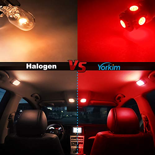 Yorkim 194 LED Bulbs Red Super Bright New 5th Generation, T10 168 LED Bulb for Car Interior Dome License Plate Map Door Courtesy Lights W5W 2825, Pack of 10 - Image 4