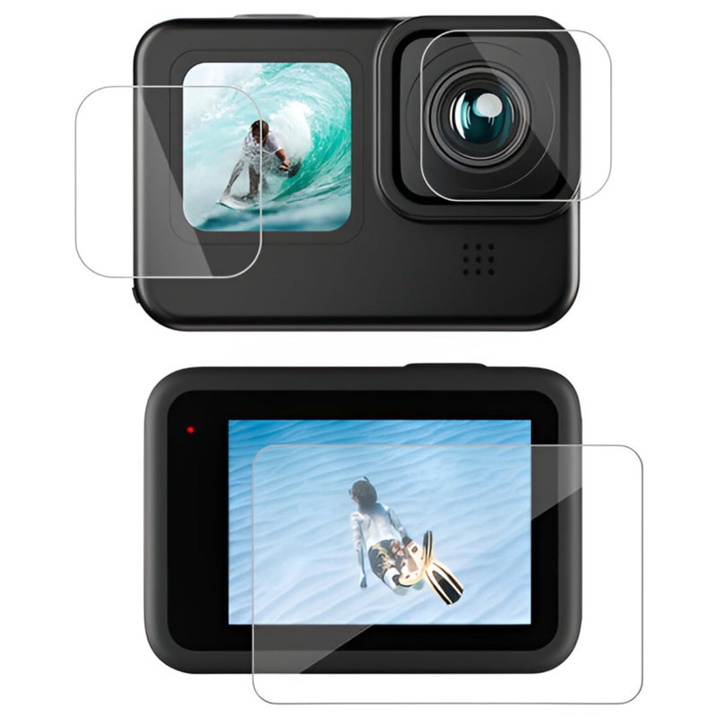 SPCORE Tempered Glass Screen Protector for GoPro Hero 12 / GoPro Hero 11 / GoPro Hero 10 / GoPro Hero 9 (3 P'cs Set) (Action Camera) - Image 1