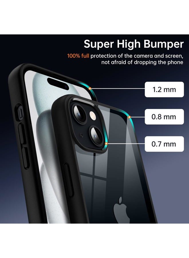 Supdeal Shockproof Transparent Case for iPhone 15, US Military MIL Listed, SGS Certified Anti-Yellowing, Wireless Charging Compatible with Strap Hole, Durable Clear Transparent Hard Back Panel, Soft - Image 2