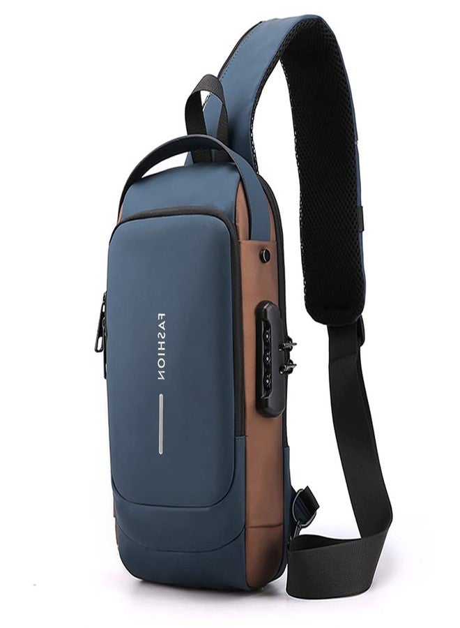 Cessfle USB Charging Sport Sling Anti-Theft Shoulder Bag, Waterproof Anti Theft Sling Bag, Crossbody Bags Chest Daypack, Blue, Crossbody - Image 1