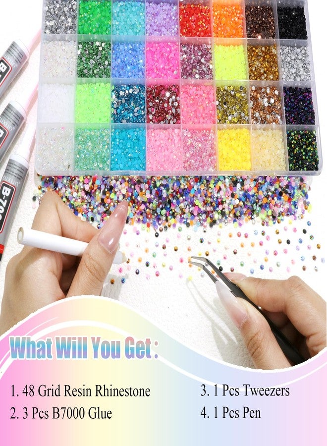 BELICEY 48000PCS Resin Jelly Rhinestones for Bedazzling 3MM AB Color Flatback Bedazzled Kit Rainbow Flatback Gem for Diamond Art DIY Craft Clothing Nails Makeup with Tweezers - Image 4