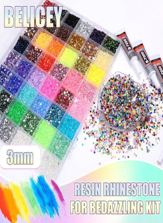 BELICEY 48000PCS Resin Jelly Rhinestones for Bedazzling 3MM AB Color Flatback Bedazzled Kit Rainbow Flatback Gem for Diamond Art DIY Craft Clothing Nails Makeup with Tweezers - Image 2