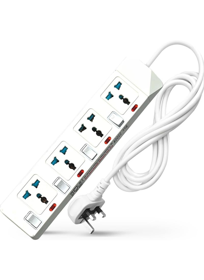 Generic Extension Cord | 3M Universal Socket & Cable Heavy-Duty Power Extension Lead | Plug Adapter Socket with 4-Way Outlets, Fire-Retardant Power Strip for Home & Office  - Image 1