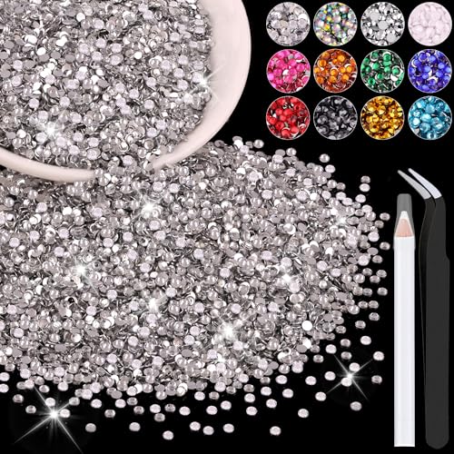 BELLEBOOST 5000PCS 3mm Resin Rhinestones in Bulk (Clear), Bedazzling Flatback Crystals for Crafts DIY Nail Decoration, Gems Charms for Tumbler Shoes Clothing Fabric with Pickup Pen and Tweezers - Image 1