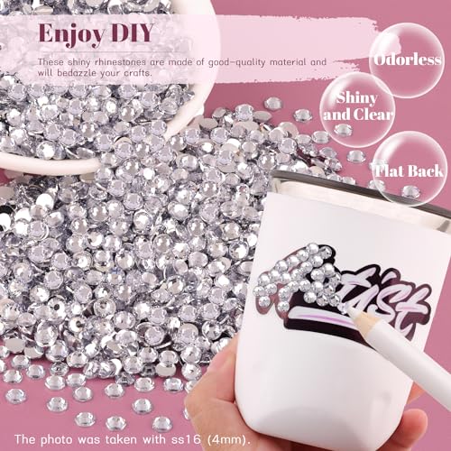BELLEBOOST 5000PCS 3mm Resin Rhinestones in Bulk (Clear), Bedazzling Flatback Crystals for Crafts DIY Nail Decoration, Gems Charms for Tumbler Shoes Clothing Fabric with Pickup Pen and Tweezers - Image 4