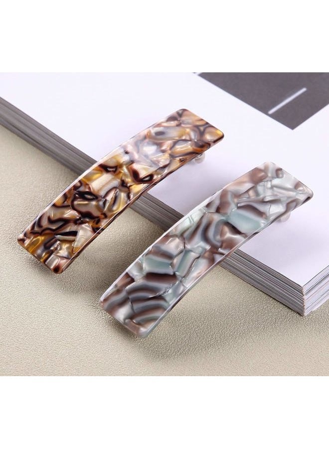 Eyegla (Onyx, South Sea) - 2PCS Large Hair Barrette French Design Tortoise Shell Celluloid Rectangle Hair Clips for Women - Image 4