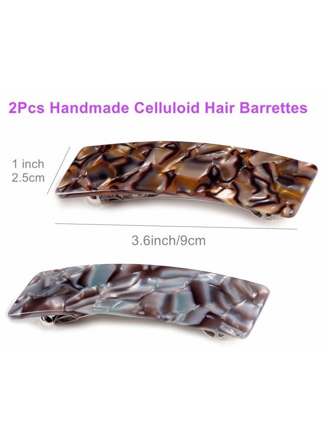 Eyegla (Onyx, South Sea) - 2PCS Large Hair Barrette French Design Tortoise Shell Celluloid Rectangle Hair Clips for Women - Image 3
