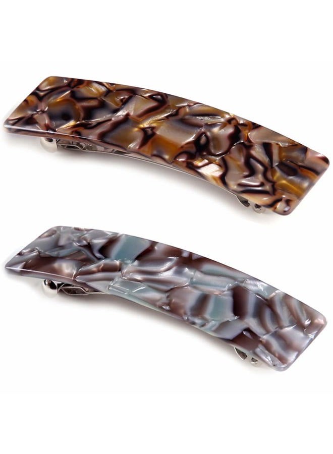 Eyegla (Onyx, South Sea) - 2PCS Large Hair Barrette French Design Tortoise Shell Celluloid Rectangle Hair Clips for Women - Image 1