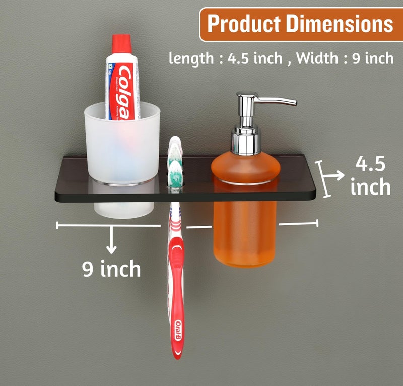 HAPPI Unbreakable Acrylic Toothpaste Glass Tumbler with Liquid Dispenser, Tooth Brush Holder Stand Wall Mounted for Bathroom (Smoke Black) - Image 4