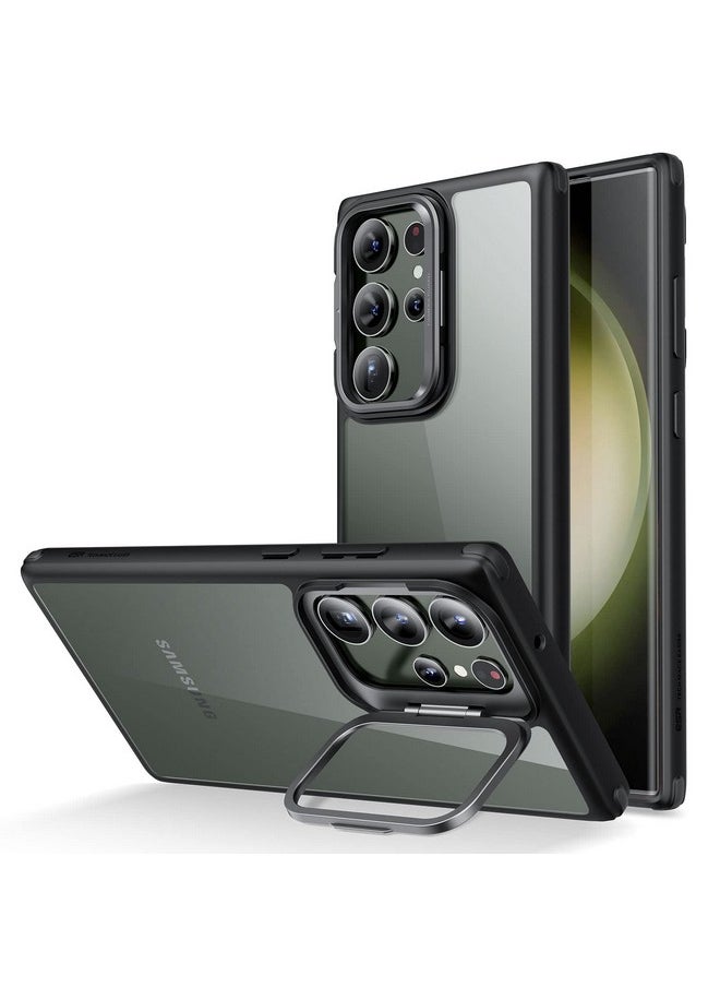 اي اس ار جراب ESR لهاتف Samsung Galaxy S23 Ultra مع حامل، ظهر مقاوم للخدش، حماية عسكرية، حامل حلقي للكاميرا قابل للتعديل، TPU، غطاء خلفي كلاسيكي بمسند، أسود شفاف  - Image 1