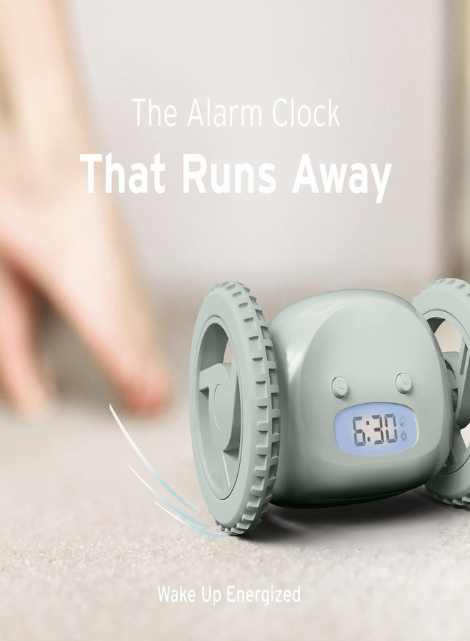 CLOCKY Extra Loud Alarm Clock for Heavy Sleepers on Wheels Rolls Runs Away Vibrating, Easy to Set Super Smart Snooze Digital Bed Shaker Alarm Clock Funny Gift for Adults Kids Teens Bedrooms (Sage) - Image 5