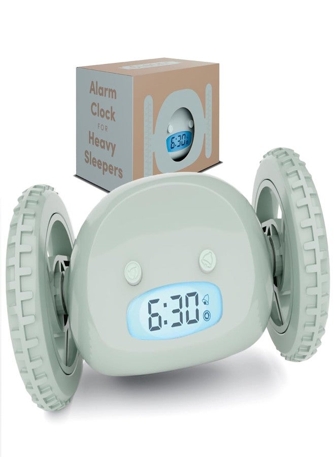 CLOCKY Extra Loud Alarm Clock for Heavy Sleepers on Wheels Rolls Runs Away Vibrating, Easy to Set Super Smart Snooze Digital Bed Shaker Alarm Clock Funny Gift for Adults Kids Teens Bedrooms (Sage) - Image 1