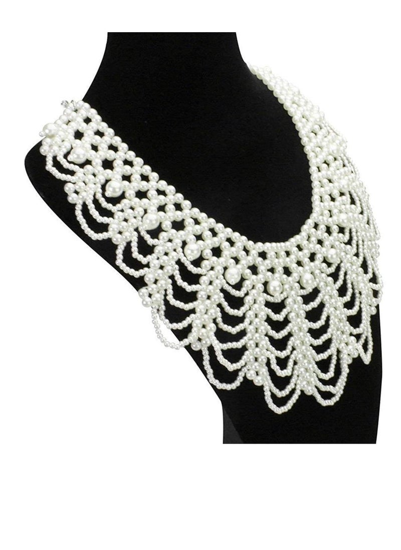 Generic - Women's RBG Dissent Collar Detachable Pearl Beaded False Collar Choker Necklace Costume - Image 1