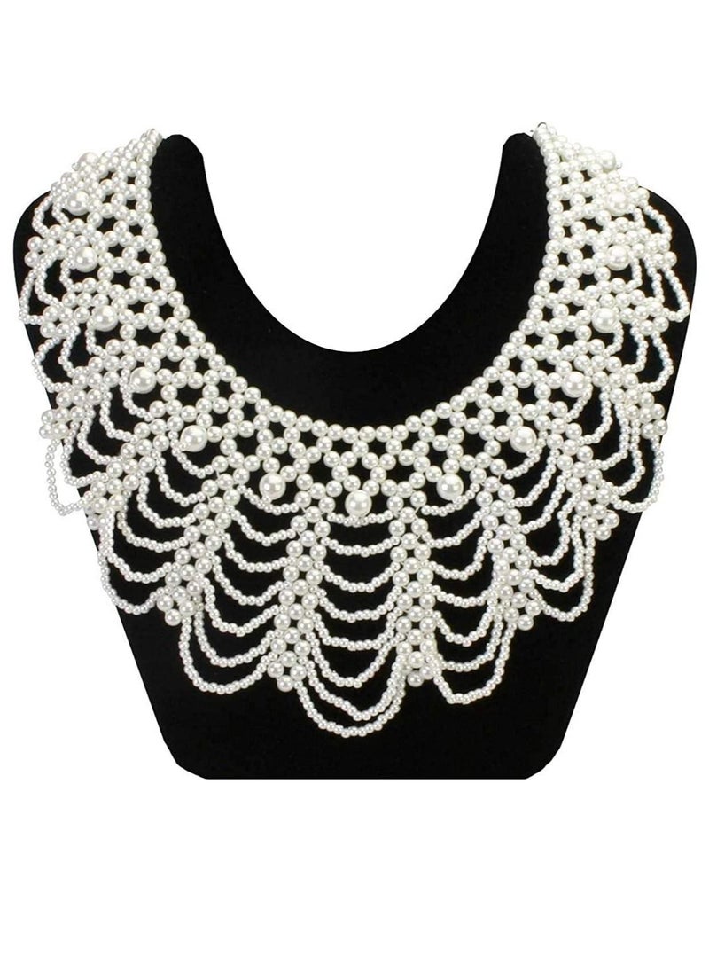 Generic - Women's RBG Dissent Collar Detachable Pearl Beaded False Collar Choker Necklace Costume - Image 1