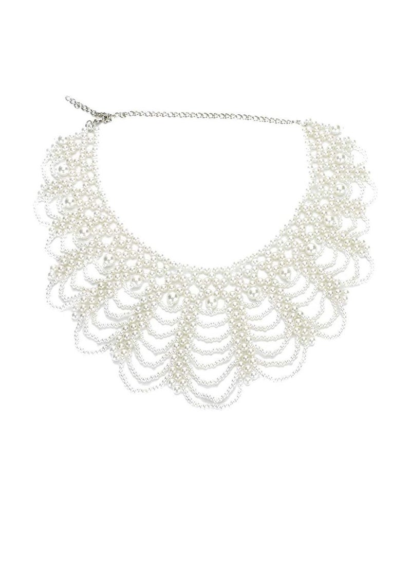Generic - Women's RBG Dissent Collar Detachable Pearl Beaded False Collar Choker Necklace Costume - Image 1