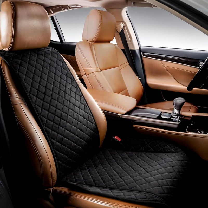 IVICY Suede Car Seat Cover for All Seasons Soft & Breathable Front Premium Covers with Non-Slip Protector Universal Fits Most Automotive - 1 Unit - Image 1