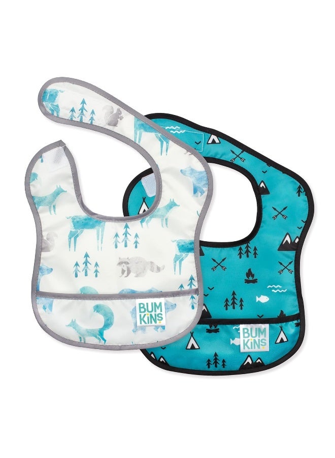Bumkins Bibs, for Baby Girl or Boy, Infant 3-9 Months, Essential Must Have for Eating, Feeding, Baby Led Weaning, Mess Saving Waterproof Soft Fabric, Starter Bib 2-pk Outdoors and Wildlife - Image 1