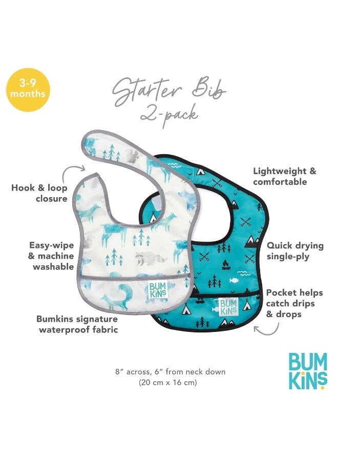 Bumkins Bibs, for Baby Girl or Boy, Infant 3-9 Months, Essential Must Have for Eating, Feeding, Baby Led Weaning, Mess Saving Waterproof Soft Fabric, Starter Bib 2-pk Outdoors and Wildlife - Image 5