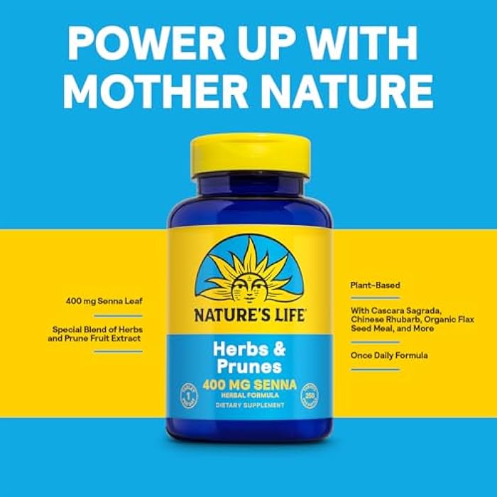 Nature's Life Herbs & Prunes - Herbal Supplements w/ 400mg Senna Leaves - Daily Wellness Support w/Prune, Cascara Sagrada, Organic Flax Seed Meal - Vegan, Lab Verified, 60-Day Guarantee, 250 Servings - Image 4