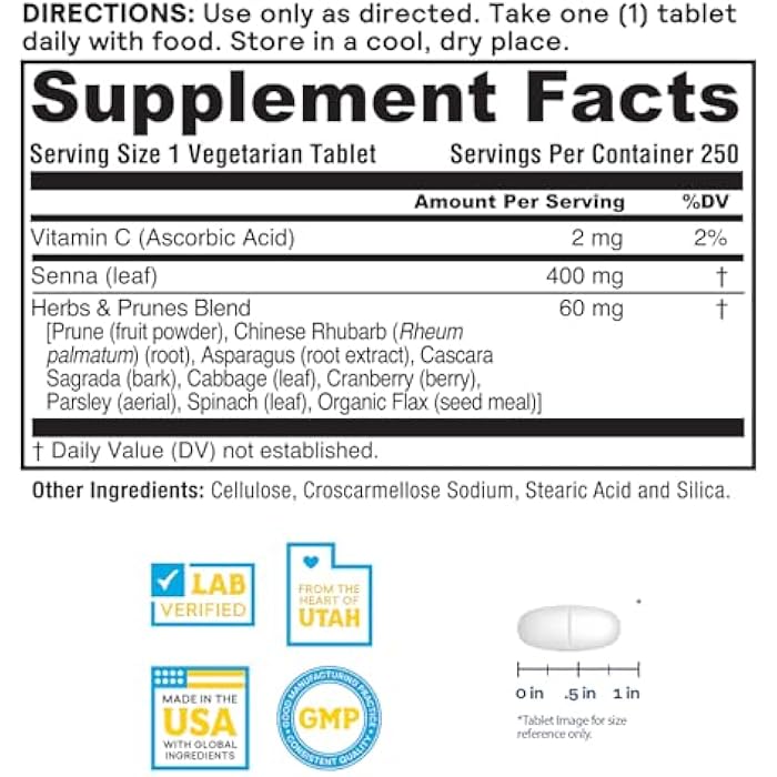 Nature's Life Herbs & Prunes - Herbal Supplements w/ 400mg Senna Leaves - Daily Wellness Support w/Prune, Cascara Sagrada, Organic Flax Seed Meal - Vegan, Lab Verified, 60-Day Guarantee, 250 Servings - Image 2