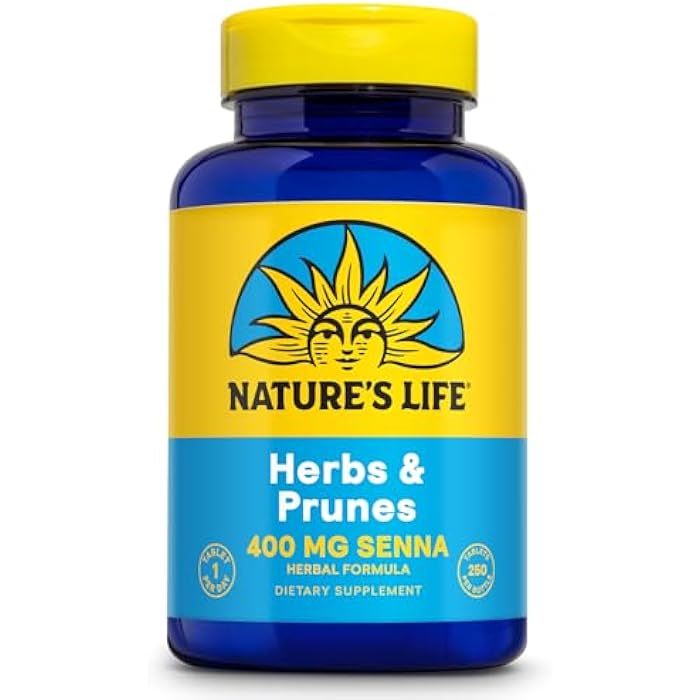Nature's Life Herbs & Prunes - Herbal Supplements w/ 400mg Senna Leaves - Daily Wellness Support w/Prune, Cascara Sagrada, Organic Flax Seed Meal - Vegan, Lab Verified, 60-Day Guarantee, 250 Servings - Image 1