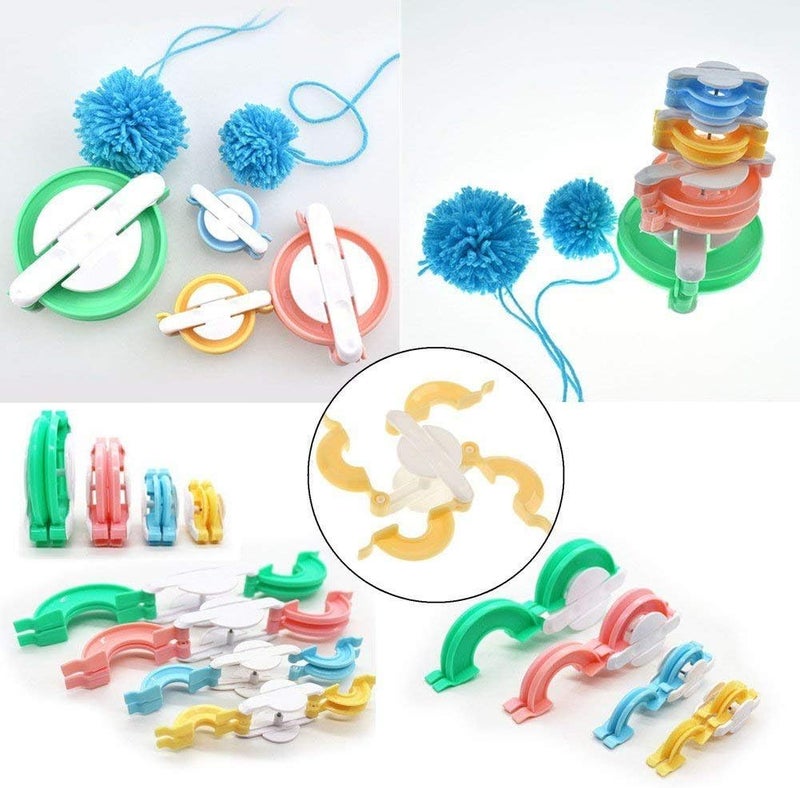 Ayasee Pompom Maker, 4 Sizes Pom pom Makers for Fluff Ball Weaver Needle Craft DIY Wool Knitting Craft Tool Set Decoration+12PS Acrylic Yarn+1PS Scissors (17a) - Image 2