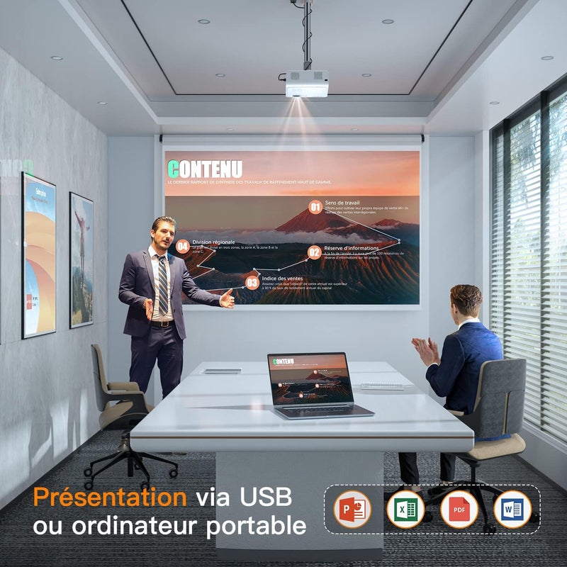 [Keystone Electric 6D/4P] Bluetooth WiFi Projector 21000L, VISSPL Full HD 1080P Projector 4K Supported, PPT, 50% Zoom, Video Projector for TV Stick/iOS/Android/USB/PC - Image 5