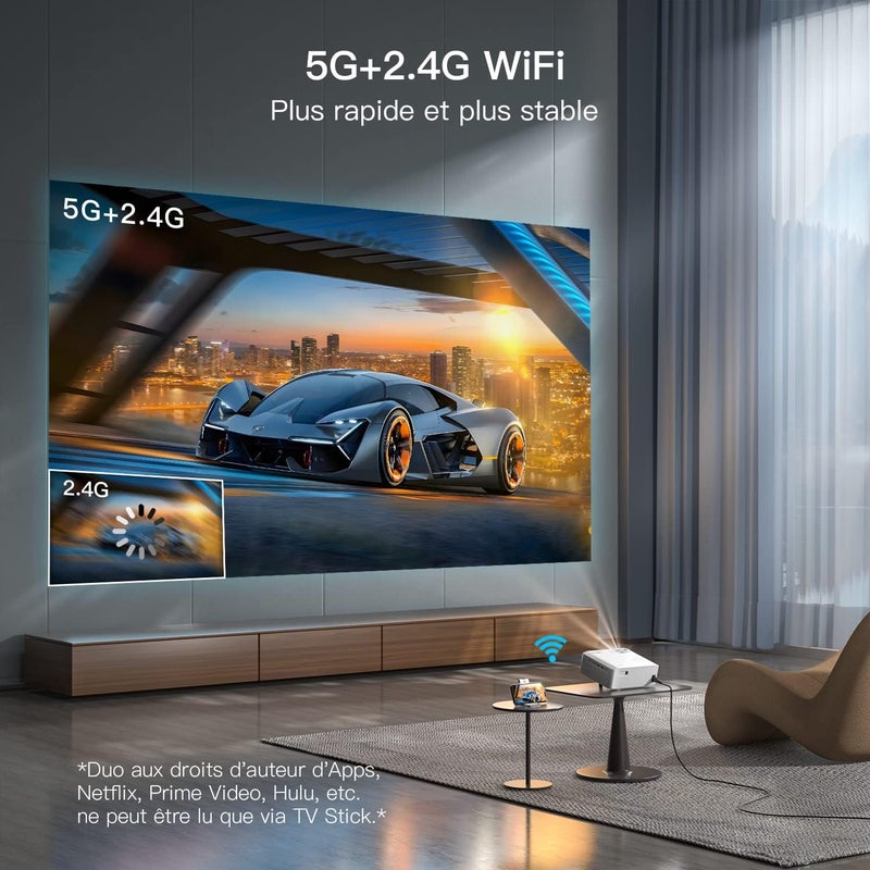 [Keystone Electric 6D/4P] Bluetooth WiFi Projector 21000L, VISSPL Full HD 1080P Projector 4K Supported, PPT, 50% Zoom, Video Projector for TV Stick/iOS/Android/USB/PC - Image 2